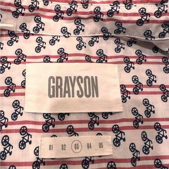 Grayson The Hero Cotton Button Down Shirt Bundle Striped & Bicycle Print Sz 3 M - Picture 12 of 16